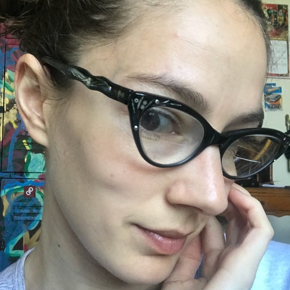 Vintage Accessories - Vintage Black Cat-eye Glasses FRANCE L. Evrard